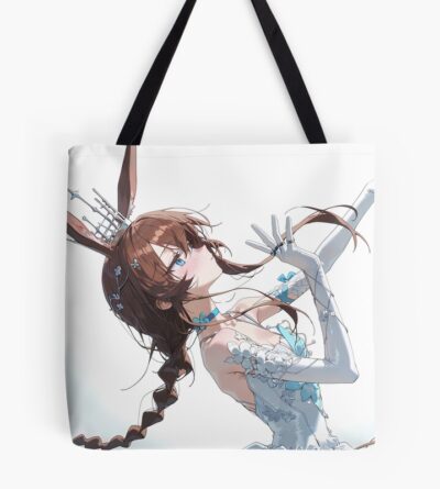 Amiya Arknights Prelude To Dawn Anime Girl Elegant White Gown Side View Tote Bag