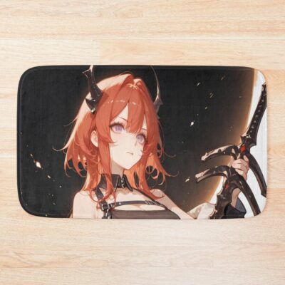 Prelude Surtr Arknights Fiery Aura Battle Scene Anime Girl Bath Mat