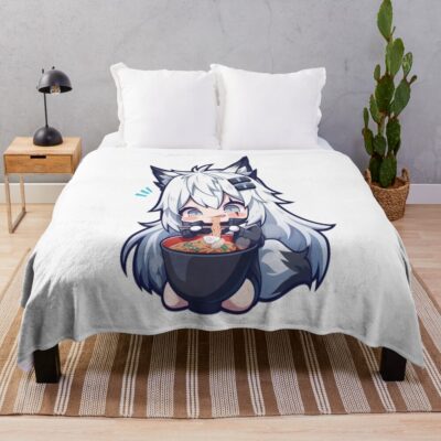 Prelude Dawn Lappland Arknights Ak Kawaii Ramen Chibi Cute Monochrome Game Anime Throw Blanket