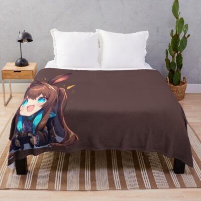Prelude Dawn Amiya Arknights Game Chibi Gaming Joyful Bunny Ears Controller Throw Blanket