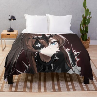 Amiya Arknights Prelude Dawn Black White Bunny Warrior Throw Blanket