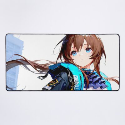 Prelude Amiya Arknights Confident Anime Girl Cityscape Mouse Pad
